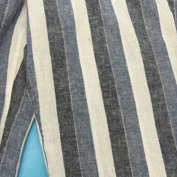 Lauren Conrad Linen Blend Wide Leg Cropped Pants Tan White Stripes New Womens XL - Picture 8 of 9